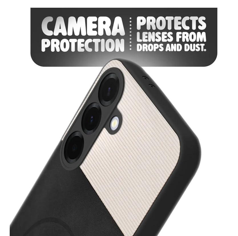 Image of Bintage CASE Mac Safe Design Hard Light Weight Back Case | Soft Border Camera Protect | Dual PU Leather Finish Back Cover Compatible for Samsung Galaxy A36 5G - White & Black
