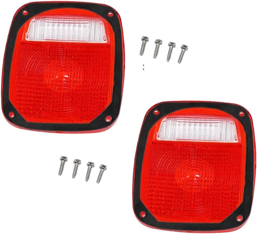 For Jeep Wrangler 1987-2006 (TJ) Pair of Tail Light Lens Cover with Gaskets and Screws Driver and Passenger Side CH2808106