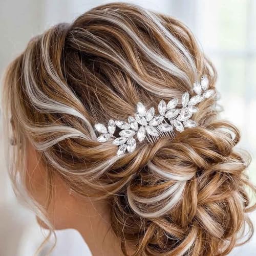 Yean Crystal Bridal Hair Comb for Wedding Hair Accessories Silver Rhinestone Hair Piece for Women and Brides