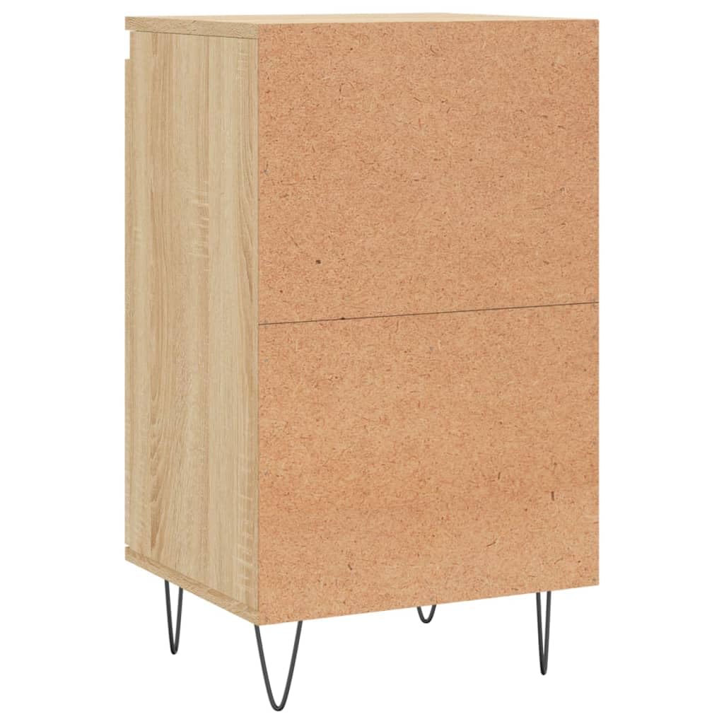 Aparador de madera de roble Sonoma moderno con patas de metal y dos compartimentos, aparador duradero con superficie lisa para el salón con superficie de presentación