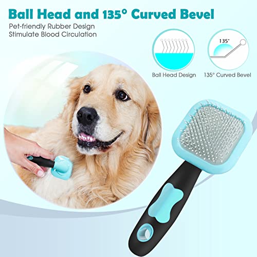 Slicker Brush, Petpawjoy Dog Brush Gently Cleaning Pin Brush For Shedding Dog Hair Brush For Small Dogs (Small-Blue) #TOP1