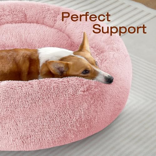 Image of JOLLYVOGUE Dog Bed, Calming Anti-Anxiety Large Dog Bed, Fluffy Donut Cushion for Medium and Large Pets (27 inch /30 inch /36 inch)