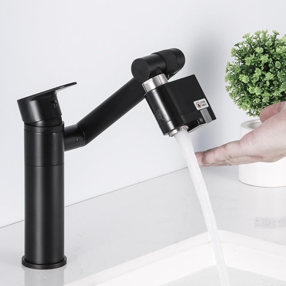 Rubinetto con sensore intelligente, doppio rilevamento a infrarossi (risposta 0,25 secondi), funzionamento touchless a mani libere, impermeabile IPX6, 2 modalità di flusso (sensori inferiori/laterali