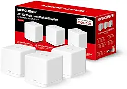 MERCUSYS Halo H30G (3-PACK) - Sistema Wi-Fi Mesh AC1300 para toda a casa, 2 portas Gigabit 10/100/1000 Mbps, cobertura de até 320 m², configuração fácil de aplicativo