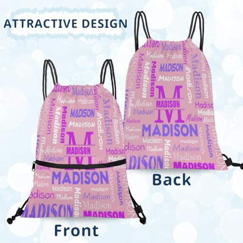 Custom Initials Drawstring Bags, Personalized Name Drawstring Backpack for Party Gym Sport Trip Yoga, Customized Gifts for Women Men, Light Pink4