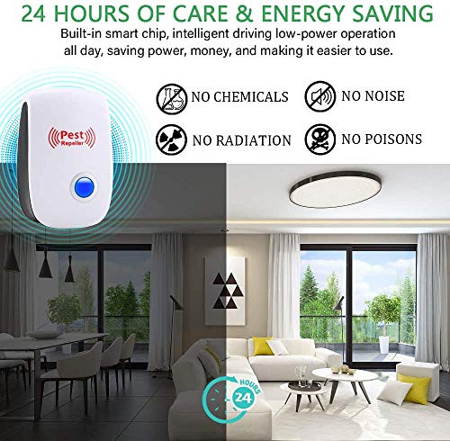 Ultrasonic Pest Repeller 6 Pack, Pest Repellent, Pest Control Plug in Indoor Pests for Home, Restaurants, Hotels, Hospitals, Office Buildings, Warehouses.