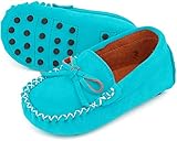 Augusta Baby Leather Loafers Boat Shoes Slip-on Moccasins with Gommino Sole - Safety Certified Genuine Leather - Blue Suede - US Toddler 8