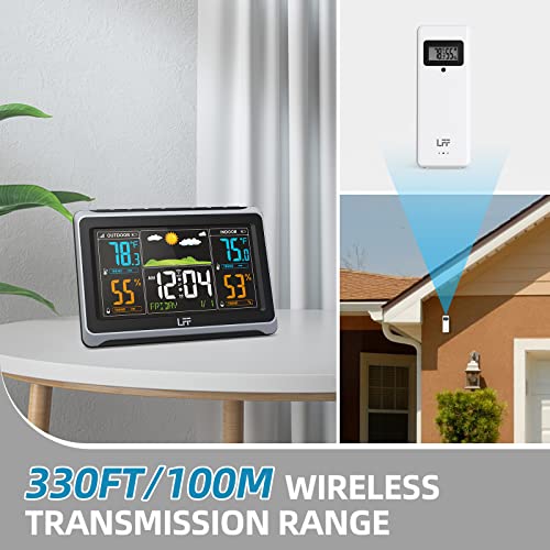 Weather Stations Wireless Indoor Outdoor, Lff Weather Station Indoor Outdoor Thermometer Wireless, Color Display Digital Weather Thermometer With Atomic Clock, Weather Forecast Station With Backlight #TOP2
