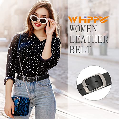 WHIPPY Women Leather Belts for Jeans Pants Fashion Dress Belt for Women with Solid Pin Buckle2