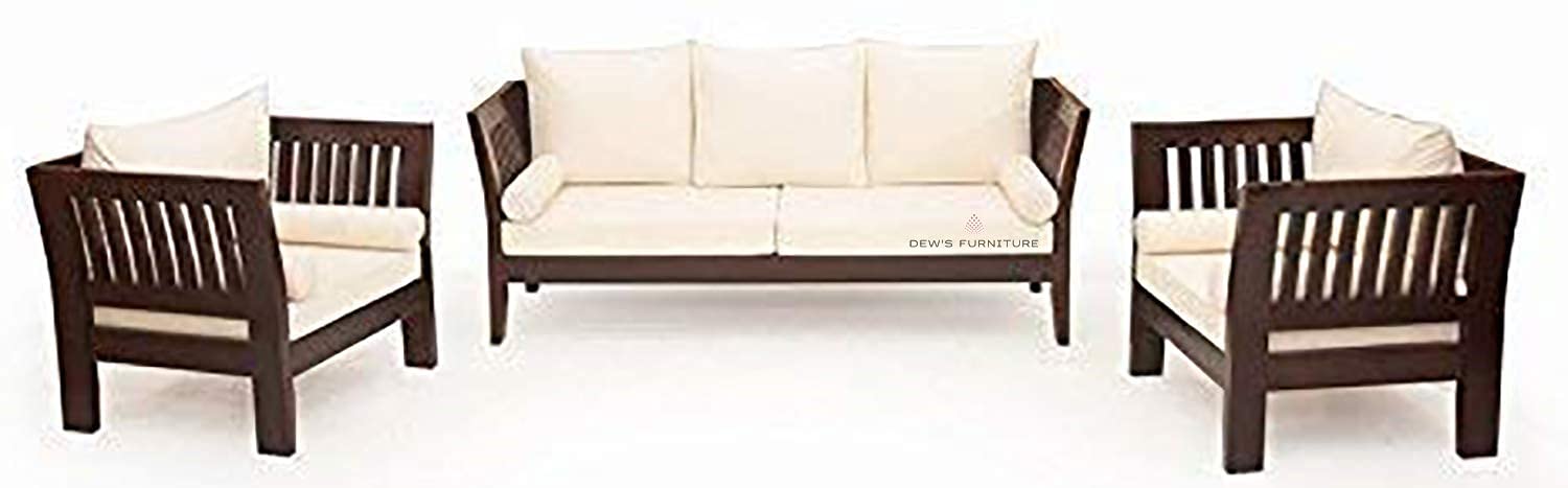 Sheesham Wood 5 Seater Sofa Set for Living Room | Sofa with Cushions for Home Guest Room Office | Sofa Cum Couch Furniture | (Walnut Finish (3+1+1)-image-21