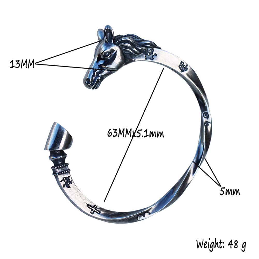 YABEME S925 Sterling Silber Wikinger Armband, Odin Sleipnir Hochglanz Verstellbarer Handgefertigter Armring Keltischer Heidnischer Schmuck, Mit Valknut Rune Geschenktüte