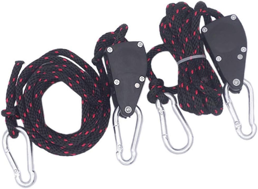 2pcs LED Tent Light Hanging Rope Hooks, Adjustable Metal Plastic Black