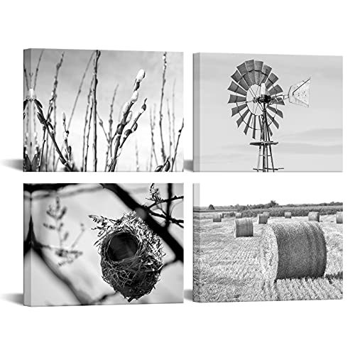 Nachic-Wall-4-Piece-Wall-Art-Black-and-White-Texas-Countryside-Scenic-Pictures-Hay-Bales-Cotton-Field-Windmill-Birds-Nest-Canvas-Art-Painting-for-Farmhouse-Wall-Decor Nachic Wall 4 Piece Wall Art Black and White Texas Countryside Scenic Pictures Hay Bales Cotton Field Windmill Birds Nest Canvas Art Painting for Farmhouse Wall Decor