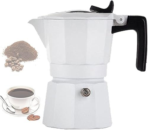 Miniatura 18 de Máquina de café expreso de aluminio, olla moka de 2 tazas (3 onzas - 3.0 fl oz), para estufa de gas o eléctrica, cafetera clásica italiana y cubana
