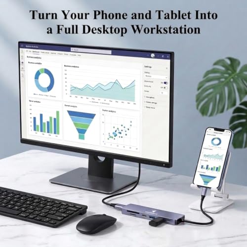 Image of Volt Strike Type C to HDMI Adapter 7 in 1 Multiport USB C Hub, Grey (7)