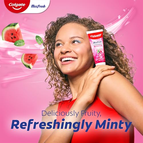 Colgate MaxFresh Fluoride Toothpaste, Watermelon Blast, 3 Pack, 4.5 oz - image 9
