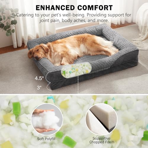 INVENHO Orthopedic Dog Beds Large Sized, XL Washable Egg-Crate Memory Foam Dog Couch Bed with Washable Removable Cover, Waterproof Lining and Nonskid Bottom - Image 4