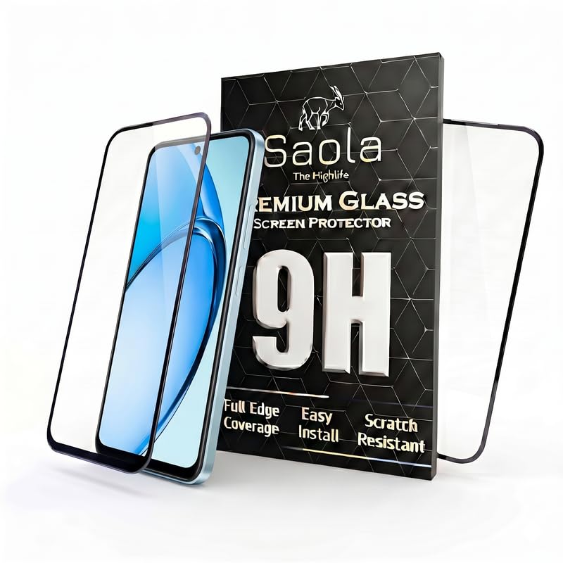 Image of Saola HD Clear Tempered Glass for OPPO A3 5G | High Strength 9H Protection, Smooth Touch, Full Coverage Screen Guard, 2-Step Installation Kit | Quick & Easy Application (Pack of 2)