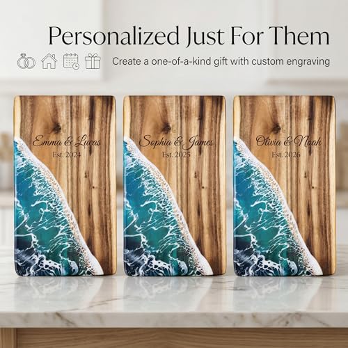 Tabla de cortar personalizada con resina oceánica 16x9" miniatura 2