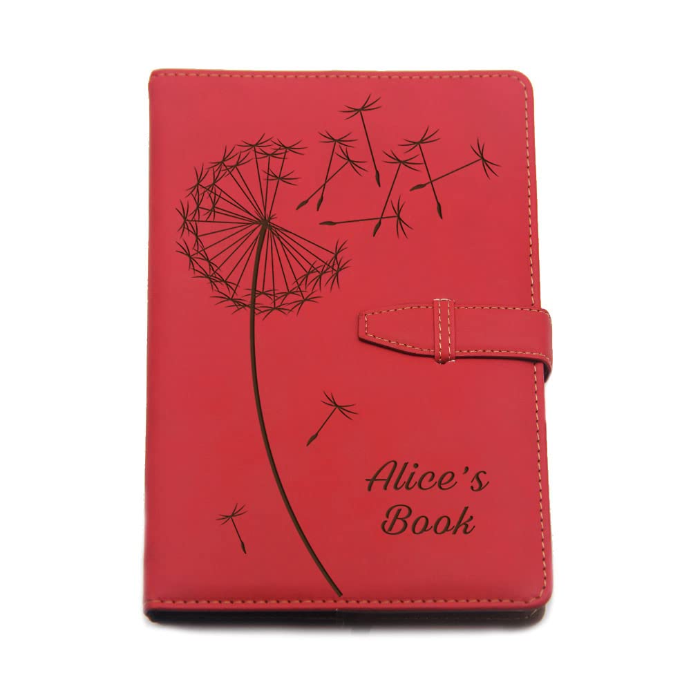 Personalised Notebook Personalised Journals for Women Men Valentines Gift for Him Her Personalised Diary 2024 A5 Size PU Leather Notebook Custom Gifts for Birthday Christmas(Red Design 3)
