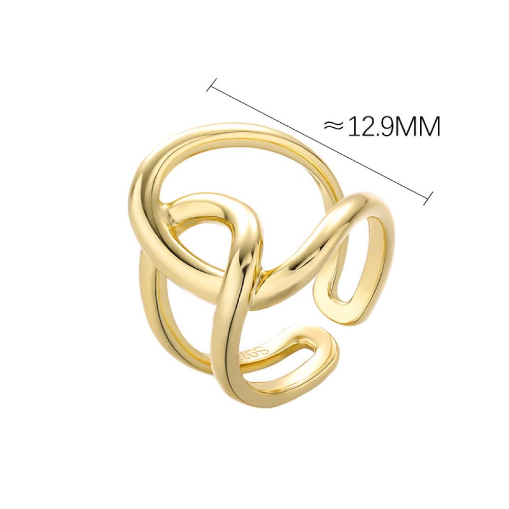 HGJH Anello in Argento 925 da Donna,Anelli Regolabili per Donne Linee Croce 925 Anelli di Eternità Annodati Minimalisti Anelli di Nozze Placcati Oro Anelli di Promessa per Ragazze Signore