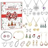 iZoeL Schmuck Adventskalender 2022 Frauen Teenager Mädchen Weihnachtskalender Schmuckkalender 24 Schmuckstücke Halskette Armband Ringe Ohrringe Elegant Silber Perlen Gold