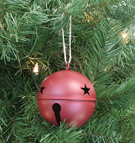 Haute Decor Jingle Bell Christmas Tree Onaments, Large Size 3.35-inch Diameter, 6-Pack - Assorted Colors (Silver/Steel, Red, & Green), Includes Hanging String Attached