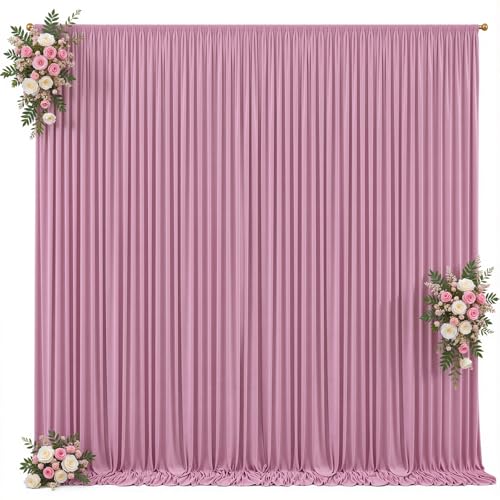 Image of 40x10ft Dusty Pink Backdrop Curtain for Wedding Parties Wrinkle Free Fabric Pink Drapes Backdrop Decoration for Baby Shower Birthday Photography Decoration 8 Panels, 5ft x 10ft