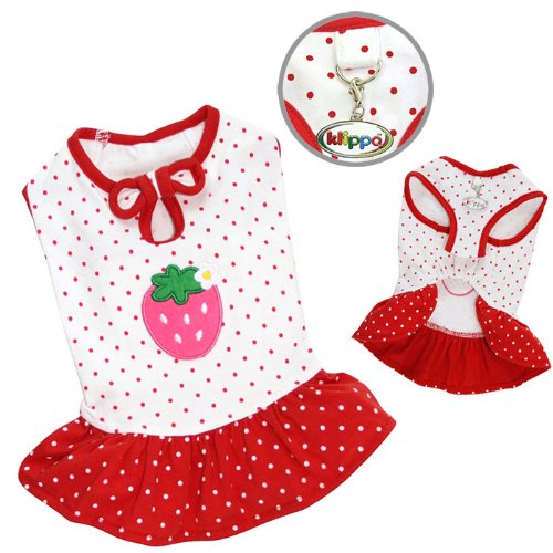 Klippo Pet Adorable And Lightweight Dog Dress With Polka Dots And A Strawberry Patch Sizes: Medium #TOP1