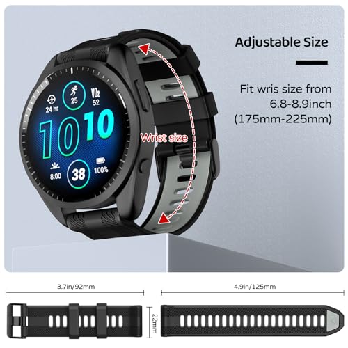 U-LIMVE Pasek do Zegarka Garmin Forerunner 965/Forerunner 955/Forerunner 945/Forerunner 935,Miękkie Silikonowe Paski Zamienne 22mm