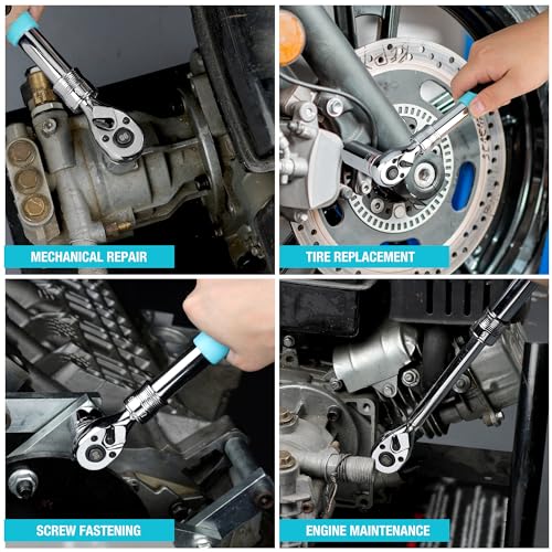 DURATECH 3/8-Inch Drive Extendable Ratchet, 90-Tooth Quick-release Ratchet Wrench with Cushion Handle & Telsecoping Locking Shaft(4 Length Adjustment: 8-1/2" to 12-2/5"), Reversible, Chrome Alloy Made by DURATECH - Image 9