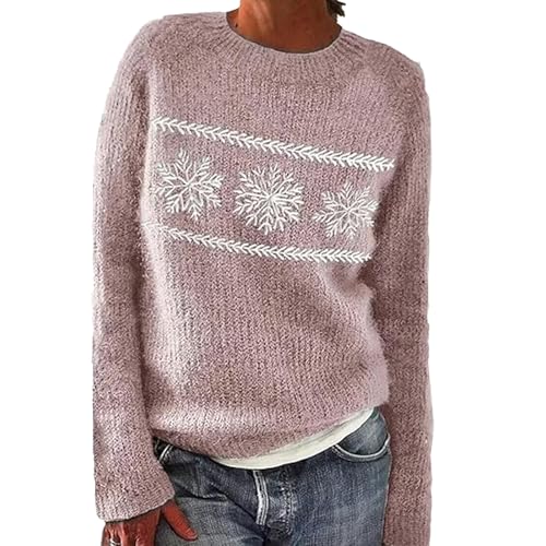 Pull islandais en laine femme chaud col rond et manches longues hiver