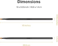 Vista 4 de Donner Baquetas 5A, baquetas clásicas de madera de arce negro con bolsa de almacenamiento, 2 pares