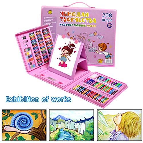 pintura desenho infantil, 208 peças, caneta aquarela, giz cera, óleo pastel, ferramenta pintura insp