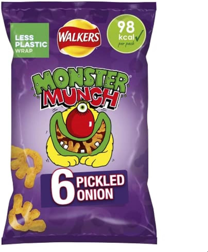 Monster Munch Pickled Onion Multipack Snacks Crisps, 6 x 20 g