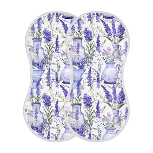 xigua Lavender Flowers Baby Burp Cloths for Newborn Boys and Girls 1 Pack, Soft & Absorbent Cotton Baby Burp Cloth, Baby Washcloths, Newborn Towel, Burp Rags2