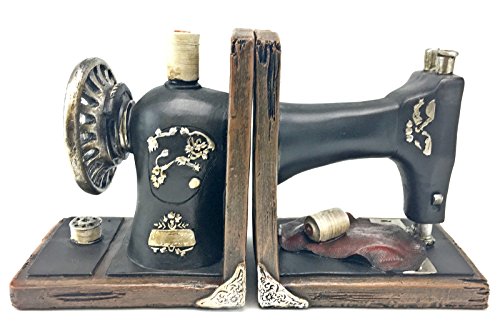 Bellaa 21383 Decorative Bookend Book Ends Sewing Machine Vintage Bookshelves Shelves Books Stopper Home Office Library Study Decor Heavy Duty Non Skid 6 Inch #TOP4