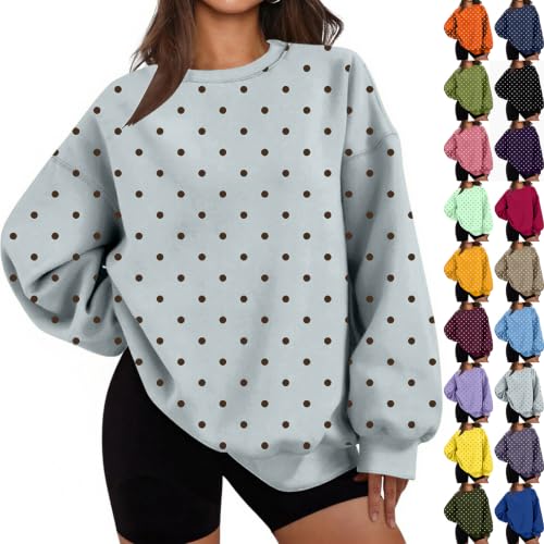 Polka Dot Shirts for Women Trebdy Crewneck Long Sleeve Polka Dot Sweatshirt - image 1