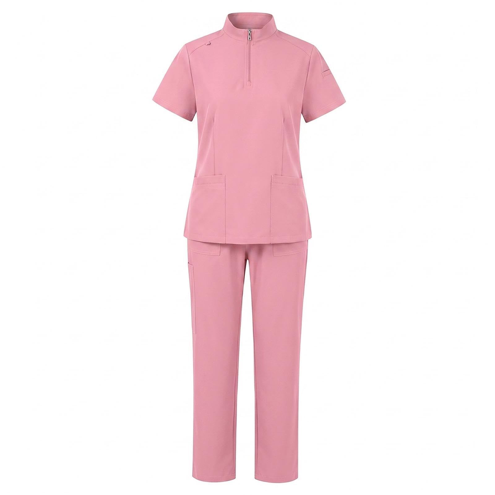 Completo Da Donna Composto Da Maglia Elasticizzata a Maniche Corte E Pantaloni con Molteplici Tasche, in Tessuto Traspirante di Poliestere Ed