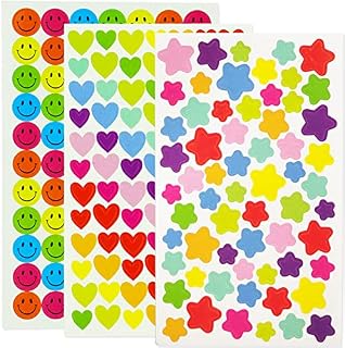60 Sheets 4420 PCS Smiley Face Stickers Mini Happy Face Stickers Heart Star for Teachers, Parents Kids Craft Scrap Books Decoration, Multi Color