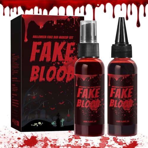 Fake Blood Spray Kit for Halloween, 2PCS Realistic Dark &