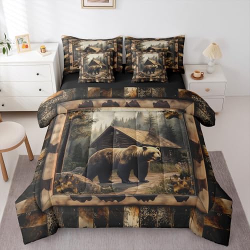 Feelyou Cute Bear Comforter Set with Sheets Twin Size Kids