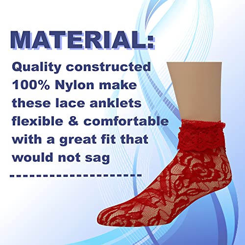 Image of EMEM Apparel Women's Lace Anklet Socks with Ruffle
