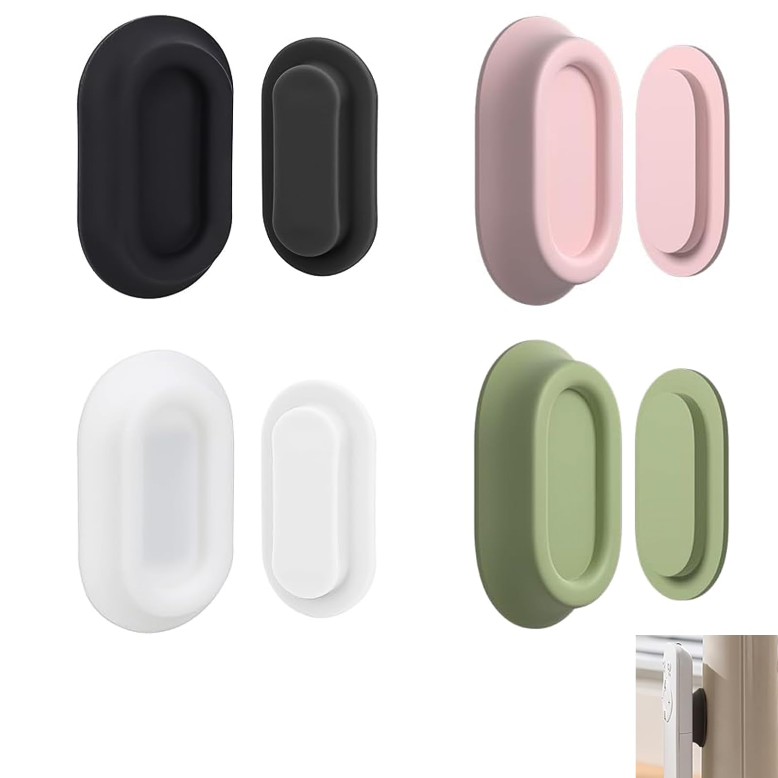 4 Pack Magnetic Remote Control Holder Wall Mount, Magnetic TV Remote Holder, No Drill Self-Adhesive Organizers for TV Fan, AC Remote Storage Holders for Easy Installation (Black+White+Pink+Green)