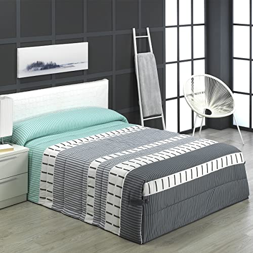 Lanovenanube - Conforter Alaska Cama 150 - Color Gris (edredón de Acolchado Grueso época de frío con Cintas y Botones como Sistema de Ajuste)