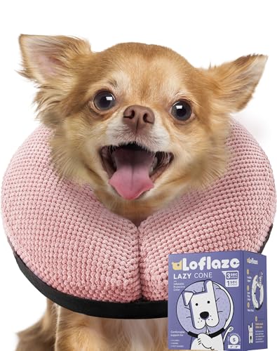 Loflaze Soft Inflatable Dog Cone Collar for Small Medium Large Dogs - Neck Donut E Collar Alternative for Recovery After Surgery - Pink S