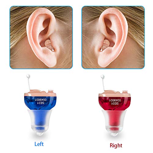 Incensonic Hearing Amplifier For Seniors Adults Noise-Cancelling - Aids With Hearing Activity Invisible Voice Sound Amplifiers Hearing Amplifiers Cleaning Brush Included (Blue, Left) #TOP5