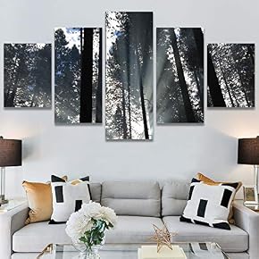 SIGNWIN 5 Panel Canvas Wall Art Rustic Woods...