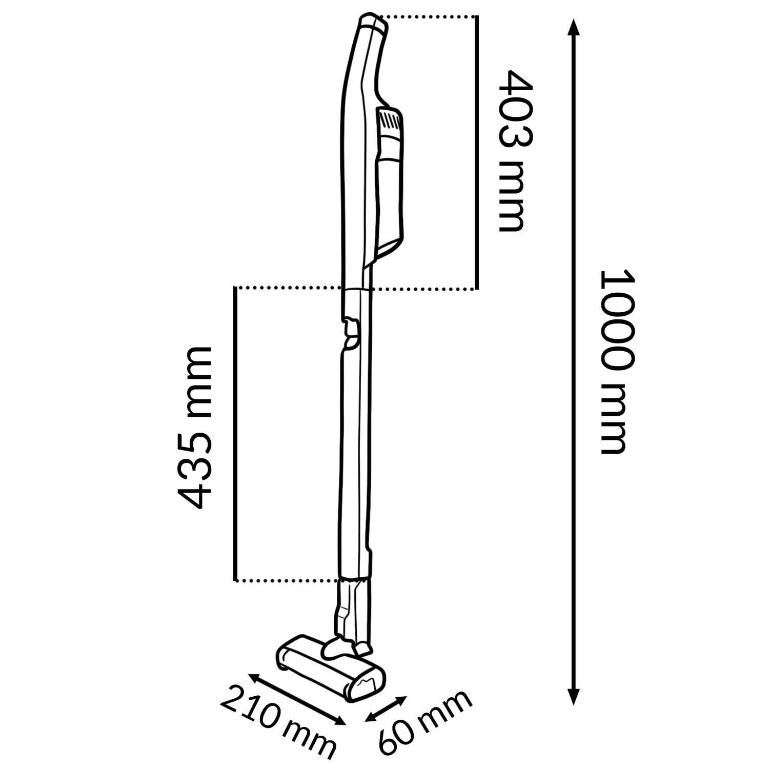 M mimotec Bezprzewodowy odkurzacz miotłowy Twist 11,1 V (Litio), 120 W, ssanie 14 kPa, przednie światło LED, bezworkowy, min, cichy <79 dB, w zestawie ładowarka i filtr