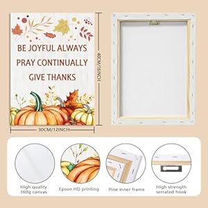 Kercan Fall Pictures Wall Decor Pumpkin Fall Leaf Inspirational Canvas Thanksgiving Wall Prints Farmhouse Halloween Themed Wall Decor Framed (12" x 16") Kercan Fall Pictures Wall Decor Pumpkin Fall Leaf Inspirational Canvas Thanksgiving Wall Prints Farmhouse Halloween Themed Wall Decor Framed 12 x 16